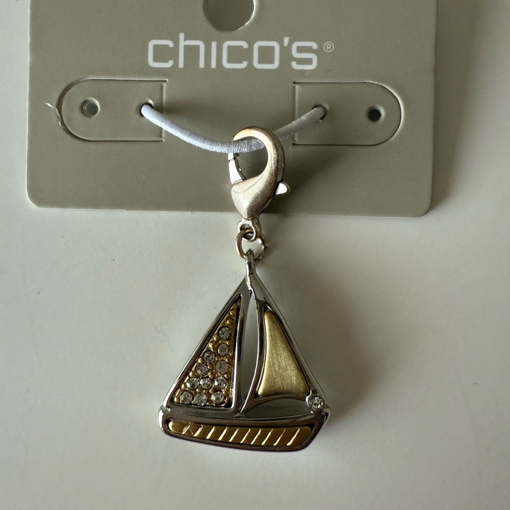 Chico's Nautical Sailboat Charm in Silver and Gold Tones